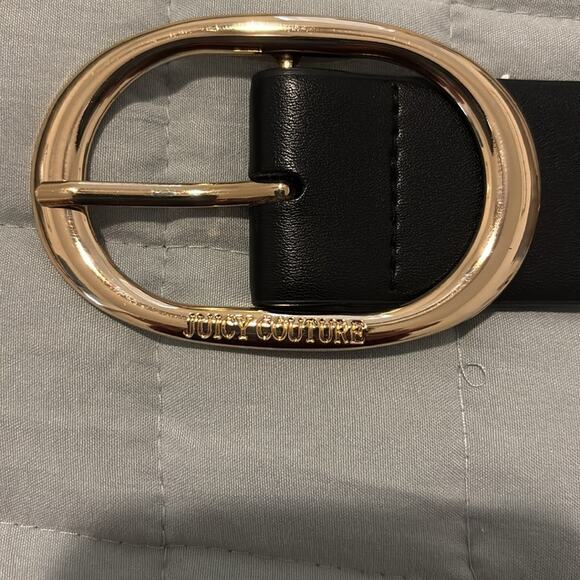 Juicy Couture Gold Grommeted Black Belt W/Oval Buckle - Picture 6 of 10